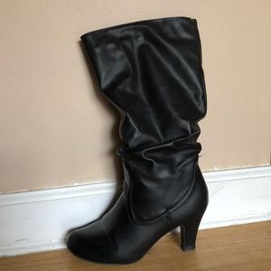 Basic Slouch Heel Black Boots